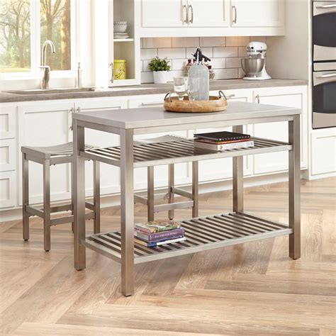 stainless steel kitchen island with cabinets|stainless steel topped kitchen island.